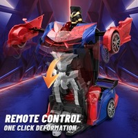 MKTOYS 1:18 Voiture Robot Transformable Télécommandée avec Lumières LED, Véhicule de Course à Dérive 2.4GHz, Transformation à un Bouton, Rechargeable, Rotation 360°