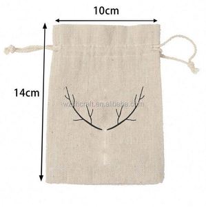 Custom Logo Nature Color 100% Cotton Pouch Gift Jewelry Packing Storage Hessian Hemp <b>Drawstring</b> <b>Bag</b> - Product Image 2