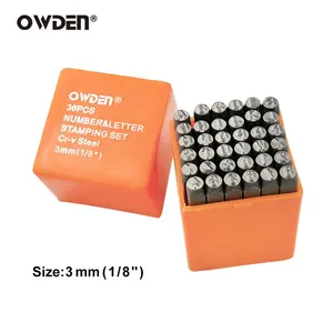 OWDEN set perhiasan profesional, set stempel perhiasan baja 3mm profesional 36 buah