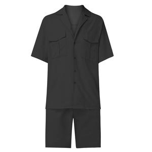 Set da <span class=keywords><strong>uomo</strong></span> in <span class=keywords><strong>lino</strong></span> a 2 pezzi camicia con bottone a maniche corte e pantaloncini estivi abiti da <span class=keywords><strong>spiaggia</strong></span> Casual - Product Image 5