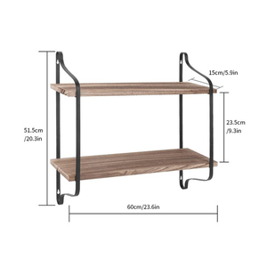 Nhà Máy Tùy Chỉnh 2 Mảnh Nổi Kệ Với Cạnh Sống Cổ Gỗ Và Kim Loại Kết Hợp Lưu Trữ Kệ Treo Tường Kệ Sách - Product Image 6
