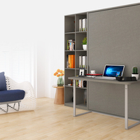 Mécanisme de lit escamotable mural vertical manuel gain de place avec pieds de lit et pieds de bureau automatiques