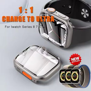 Funda protectora completa para pantalla de vidrio templado para PC, antiarañazos para Apple IWatch 8 7 6 <span class=keywords><strong>SE</strong></span> <span class=keywords><strong>44</strong></span> 45mm, <span class=keywords><strong>se</strong></span> convierte en Ultra Case - Product Image 6