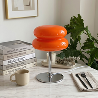 Lampe de Chevet Esthétique en Gros pour Décoration de Café, Style Bauhaus, Lampe de Bureau Chromée, Lampe Champignon Orange Originale en Verre
