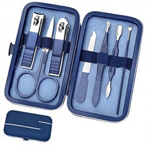 ASAP Professional 7pcs Carbon Steel Luxurious Manicure Pedicure Set <b>Box</b> Nail Clipper Care Kit for Adults Babies Black Finger/Toe - Product Image 1