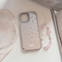 Coque de téléphone en TPU électroplaqué motif fleur rose pour iPhone 16 15 Pro Max 13 15 Mirror Plus, accessoires de protection doux pour téléphone portable