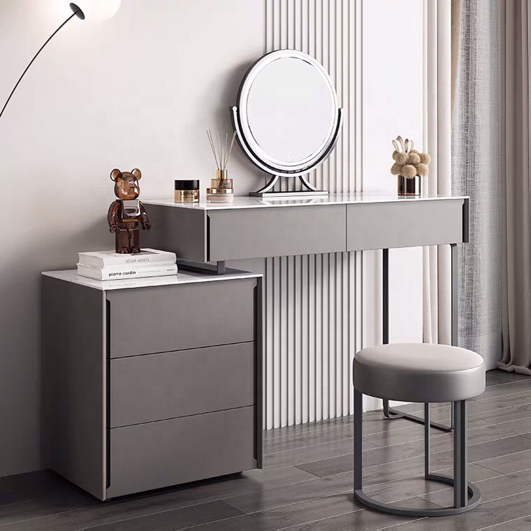modern dresser with mirror 6 Drawer Dresser with Full Length Mirror 48 inchx16 inch ,Wide Chests of Drawers with LED Light,White Storage Dresser with Power Outlet,Modern