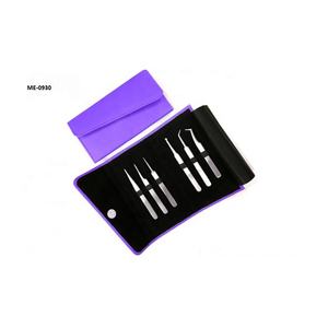 Pince à cils en acier inoxydable de haute qualité ensemble 8 pièces couleurs personnalisées ciseaux à pointe incurvée pointe en fibre disponible pochette personnalisée - Product Image 4