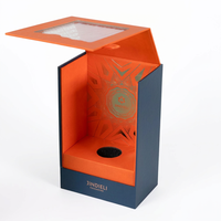 Boîte cadeau en papier kraft personnalisée pour bouteilles, emballage de luxe avec fenêtre transparente et fermeture à ruban