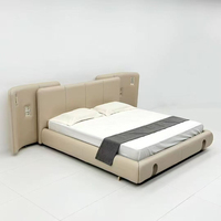 Lit capitonné de luxe moderne, taille king, avec option en cuir, tête de lit surdimensionnée, ensemble de meubles de chambre à coucher, taille personnalisée disponible pour villa