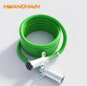 Huanchain 12ft 7 core cable for trailer truck trailer cable ABS 7-Pin Extension Wire Cable Green aluminum plug Trailer Cord