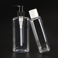 En stock, bouteille en plastique PET carrée de 300 ml avec couvercle en plastique pour lotion, gel douche, shampoing