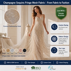 Conception de gland brodé d'or classique 100% P <span class=keywords><strong>tissu</strong></span> de broderie de maille de paillettes pour les robes - Product Image 2