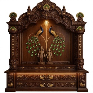 Marble Look Wooden Carved Modern Temples Designer Wooden Temple Pooja Mandir Modern Design Wooden Temple Indian Pooja Room - Product Image 6