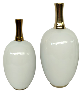 Juego de Jarrones de Cerámica Minimalistas con Detalles en Oro Limpio para un Estilo Contemporáneo de Lujo Ligero y una Mejora Interior Invitadora - Product Image 1