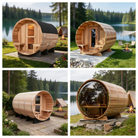 Promotion : Sauna extérieur moderne de style tonneau nordique en bois massif, chauffage en pin pour appartement, villa, jardin, alimentation électrique.