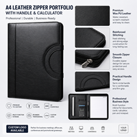 Porte-documents A4 en cuir en stock, vente en gros usine, avec poignée intégrée et organisateur zippé pour cadres, réunions et bureau