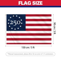 Drapeau américain 210D brodé Betsy Ross 250e anniversaire 3'x5' en nylon Oxford durable pour la Fête Nationale des États-Unis