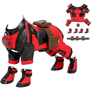 Little Bad Dog Halloween Cosplay <span class=keywords><strong>Marvel</strong></span> Deadpool ropa para mascotas sólido PU estilo clásico para la temporada de invierno - Product Image 2