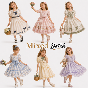 Vestido de Algodón para Niñas, Suave al Tacto, Estilo Casual Holgado para Verano, Envío de Estilos Variados, Surtido Aleatorio, Ropa Cómoda para el Hogar - Product Image 1
