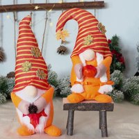 Poupée d'elfe en peluche Rudolph Gnome à la main, ornement d'automne rayé d'automne pour les décorations de Thanksgiving et d'Halloween