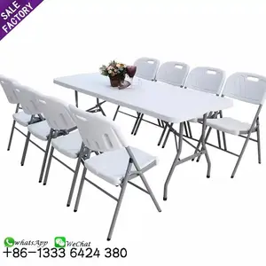 Sinerfect – Table et chaise de pique-nique pliante en plastique blanc Hdpe, pour événements intérieurs et extérieurs de mariage, populaire, rectangulaire, Offre Spéciale