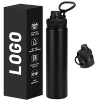 Mignonne bouteille isotherme en acier inoxydable à motif de dessin animé avec support magnétique pour téléphone portable et poignée de maintien pour le sport et la gym