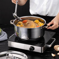 Batterie de cuisine 15 pièces en acier inoxydable avec poignées – Ustensiles de cuisson modernes universels pour cuisinière, casseroles, poêles et couvercles