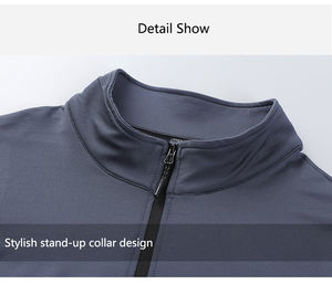 เสื้อกันหนาวกีฬาวิ่งสะท้อนแสงคอเสื้อแบบ100% ผ้าโพลีเอสเตอร์แห้งเร็วรัดรูปมีลายพิมพ์แบบระเหิด - Product Image 3