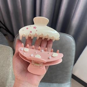 Di nuovo moda simpatici fermagli per capelli con stella di perle per donne e ragazze accessori per capelli con conchiglia di acetato francese - Product Image 4