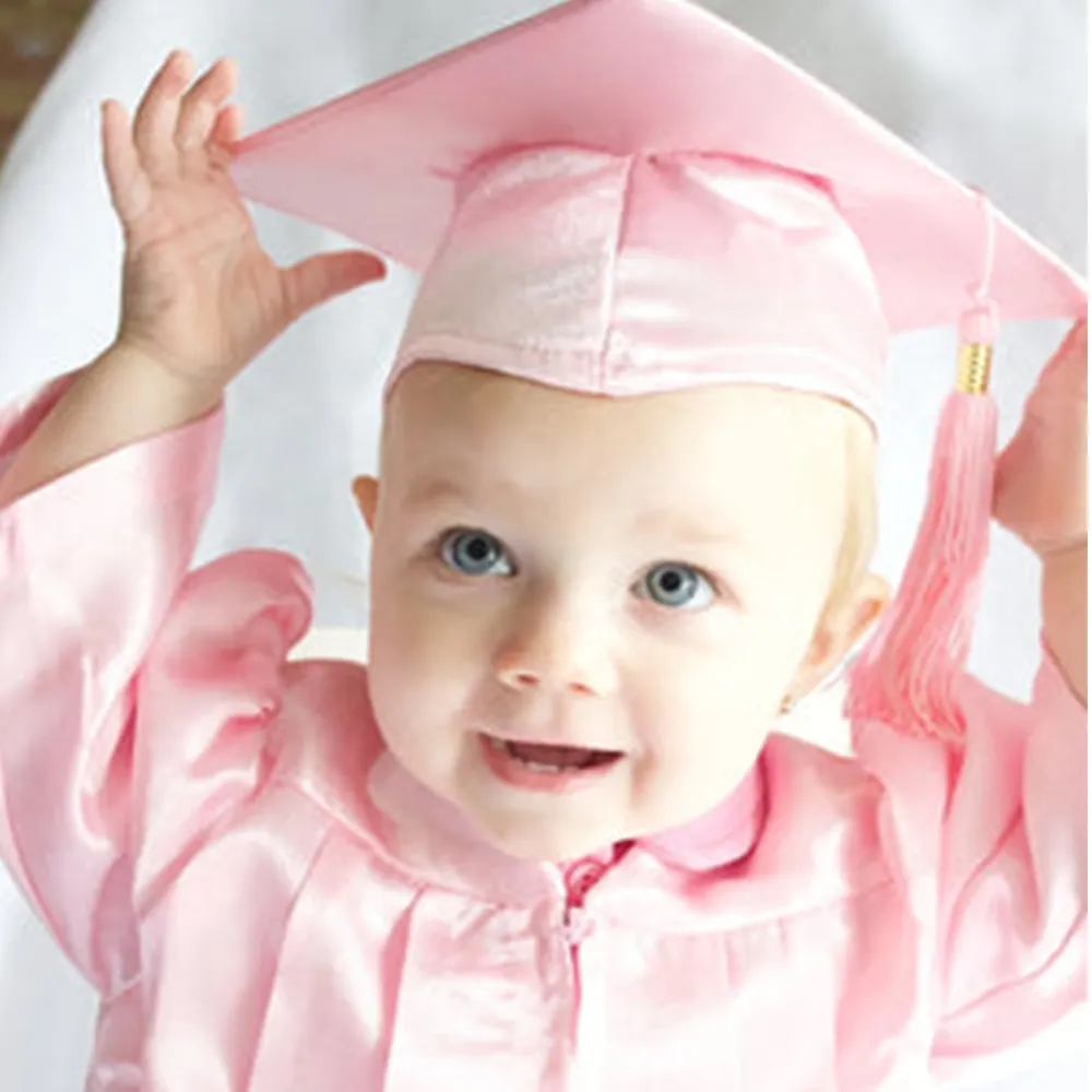 High Quality Wholesale Black NICU Baby Toddlers Infant Graduation Gowns and Caps for Preschool Kindergarten