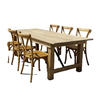 Table à manger en bois de pin antique de style ferme, pliable, pour usage commercial dans les hôtels, les mariages et les salons