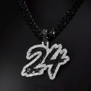 จี้เพชรโมอิสซาไนต์สีดำและสีขาว 925 ชุบเงินแท้ ประดับเพชรแบบ Iced Out รูปทรงตัวเลข งานแฮนด์เมด สำหรับทำเครื่องประดับ - Product Image 1