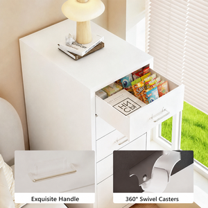 Meuble de rangement mobile à tiroirs étroits en métal, couleur pastel, pour chambre et bureau - Product Image 4