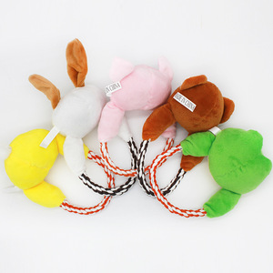 Mainan kunyah tali katun hewan warna-warni untuk anjing mainan hewan peliharaan berderit mewah untuk membersihkan gigi menampilkan desain kodok bebek anjing babi - Product Image 2