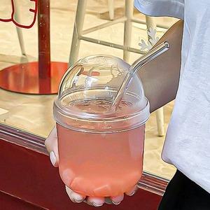 Garrafa de Água de Vidro Transparente Personalizada, Resistente ao Calor, Portátil, com Canudo e Tampa para Suco, Chá, Café e Sobremesas - Product Image 1