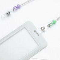 Barre de porte-clés en alliage avec carte en plastique faite à la main Clip rétractable perlable pour les cadeaux Fournitures de bureau scolaire Bijoux