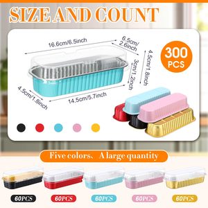 200ml Pink Recyclable Rectangle Bread Tray With Lid Aluminum <b>Foil</b> Cake Pan Aluminum <b>Foil</b> Baking <b>Containers</b> With Lid - Product Image 2