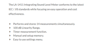 ONOSOKKI LA-1411 Integrating Averaging Sound Level Meter Industrial Environmental <b>Noise</b> <b>Detector</b> - Product Image 3