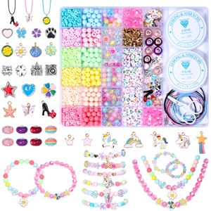 Wholesale Girls Jewelry Making <b>Kit</b> with Storage Box <b>DIY</b> Bracelet Necklace Set Non Toxic Beads and Charms Gift - Product Image 1
