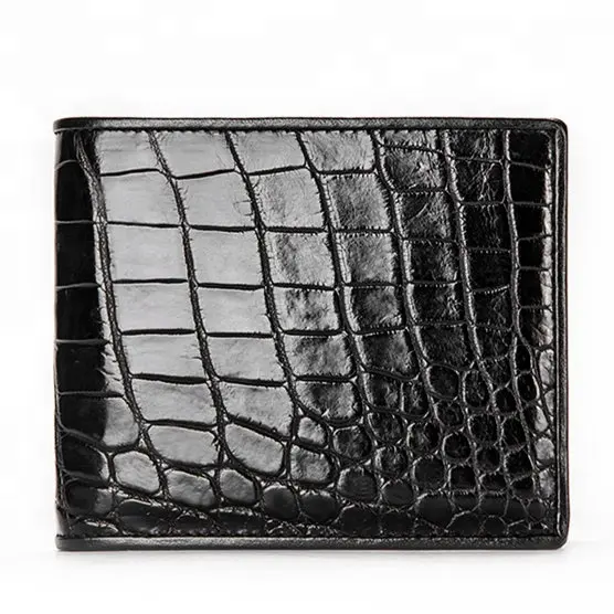 Luxury wallet for men, crocodile skin bi fold wallet for business men, short slim wallet