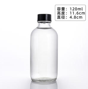 Petites bouteilles en verre transparent de 2 oz produites en usine de 60ml avec couvercles Entonnoirs en acier inoxydable Bouteilles d'échantillons Boston pour jus de potion - Product Image 4