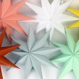 3D 30CM Paper Lanterns Decorative Handmade Paper <strong>Hanging</strong> <strong>Stars</strong> Nine-pointed <strong>Star</strong> Ornament Paper <strong>Star</strong> for Party Home Decoration - Product Image 3