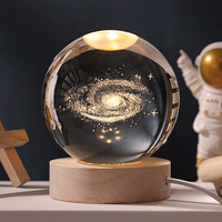 Boule de cristal 3D lumineuse Galaxie Islamique Ciel étoilé, gravée sablée, Système Solaire, Veilleuse, Décoration d'intérieur, Cadeau d'anniversaire pour