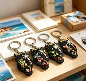 Portachiavi Souvenir Turistico delle Isole Canarie di <span class=keywords><strong>Tenerife</strong></span>, in Poliresina con Stampa a Trasferimento d'Acqua e Dipinto a Mano, Regalo da Viaggio - Product Image 2