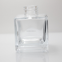 Logo personnalisé 100ml 3.3oz Carré Verre Roseau Diffuseur Bouteille Parfum Aromathérapie Liquide Conteneur Bouteille Avec Bouchon À Vis