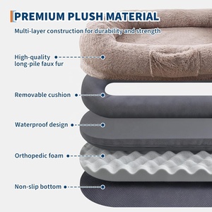 <span class=keywords><strong>Cama</strong></span> Gigante para Perros, Suave y Acogedora, Sofá Modular Moderno, Lavable, de Piel Sintética, Tipo Puff, para Mascotas (Rosa/Marrón) - Product Image 3