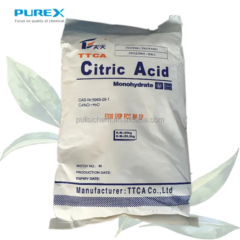 Prezzo dell'acido citrico Cas 5949-29-1 additivo alimentare per uso alimentare