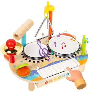 Vente chaude Instruments de percussion basse en bois éducation précoce des enfants jouets musicaux musique de tambour de cloche de vent transfrontalière - Product Image 1