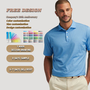 เสื้อยืดโปโลถักโพลีเอสเตอร์100% สำหรับผู้ชาย2025โลโก้ที่กำหนดเองสำหรับวันหยุดพักผ่อนชายหาดป้องกันการเกิดริ้วรอย - Product Image 1